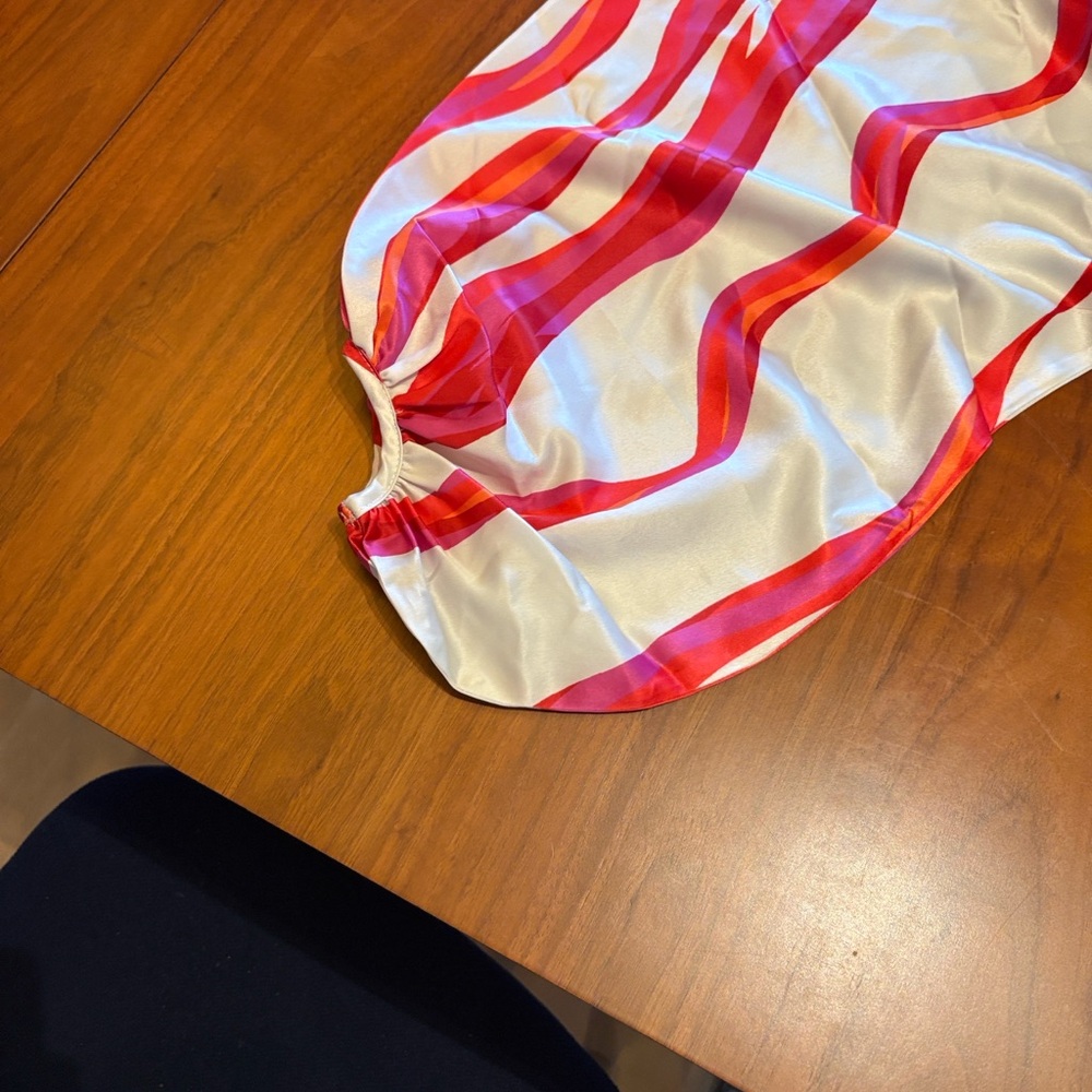 STYLEWE Cream Wide-Leg Pants with Pink & Red Wave Stripes - Picture 3 of 8